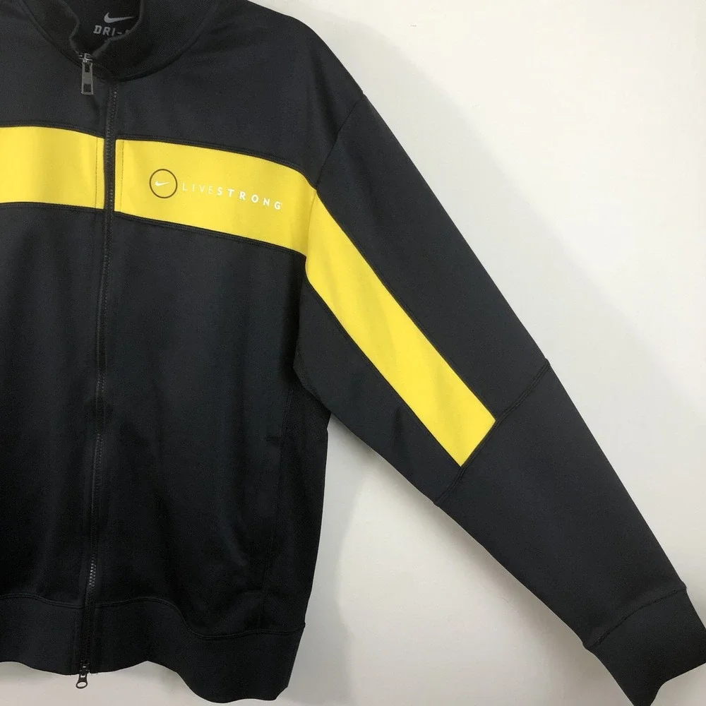 Nike Livestrong Dri-FIT Full Zip Track Jacket Men's M Black Yellow Workout